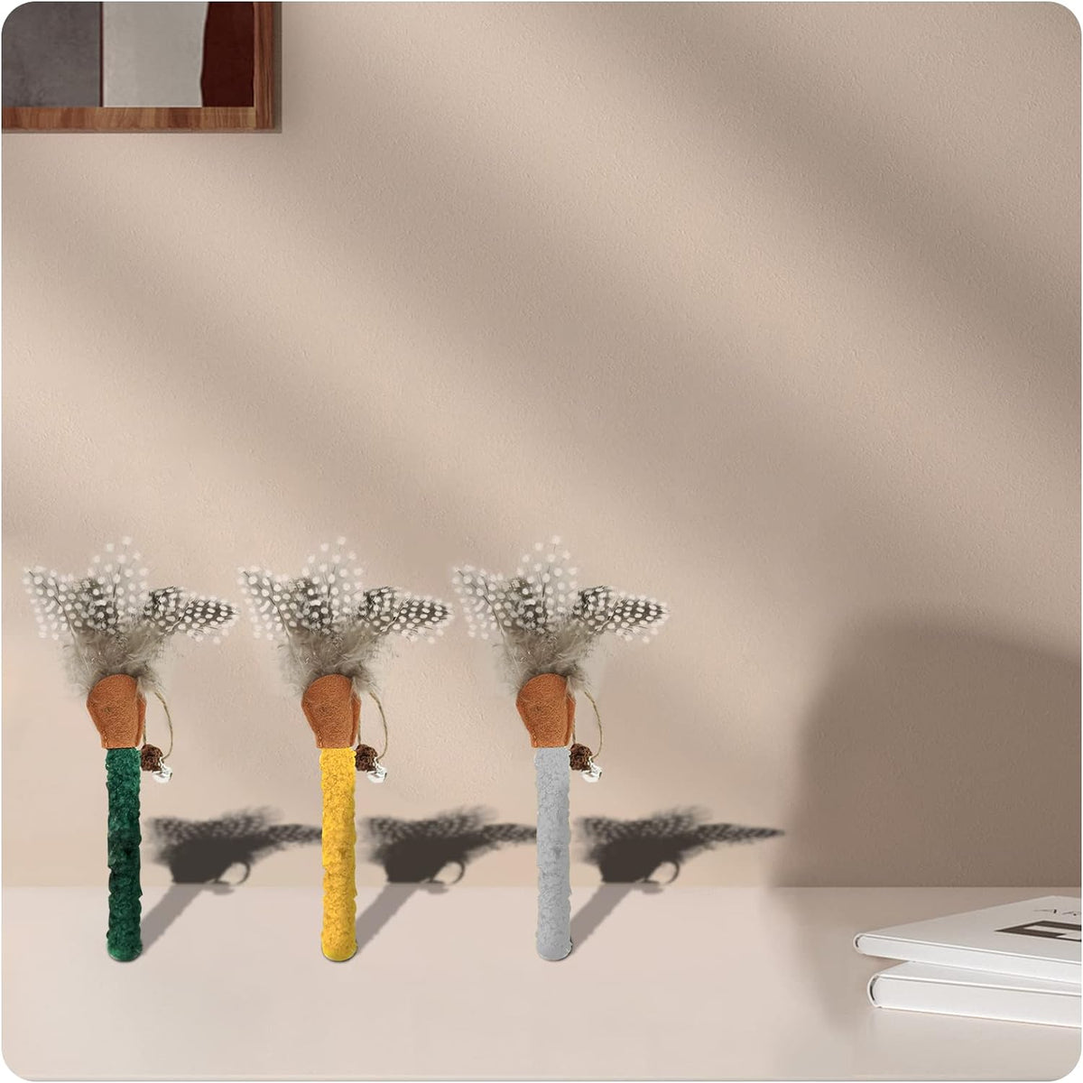 Green yellow and grey silvervine cat chew sticks