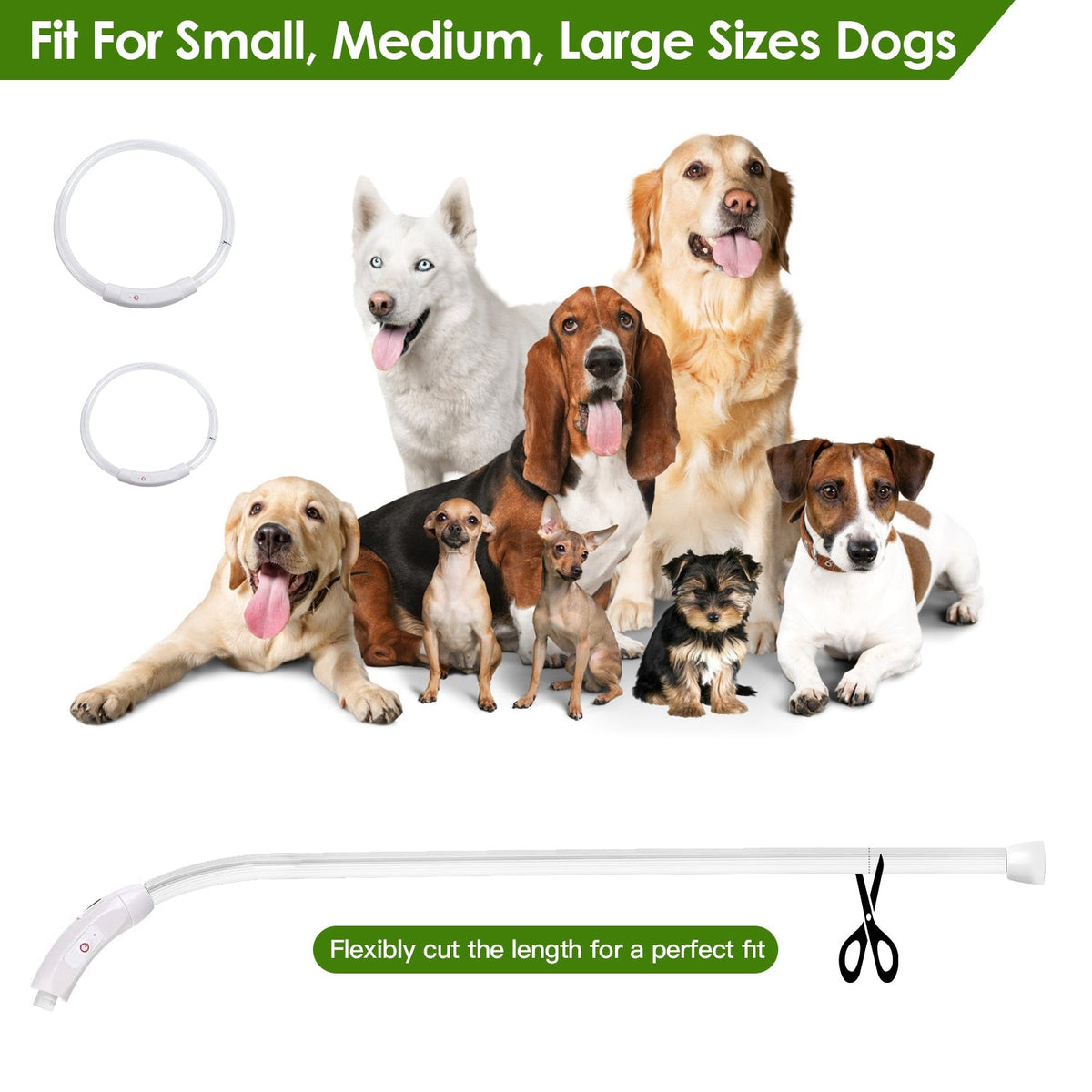 Multicolor LED dog collar modes and package contents