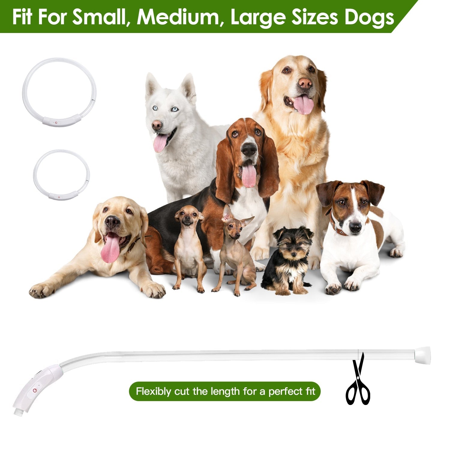 Multicolor LED dog collar modes and package contents
