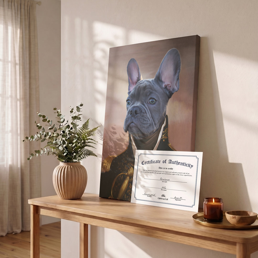 Certificate of authenticity for The General - Custom Pet Canvas