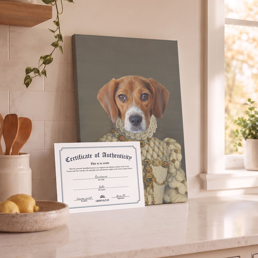 Certificate of authenticity for The Queen of Roses - Custom Pet Canvas