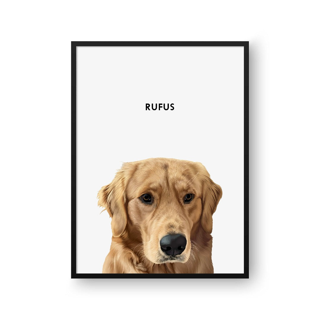 Modern Pet Portrait - One Pet — Framed Poster Vertical Black Pet1 Vertical16x24 Soft White BG