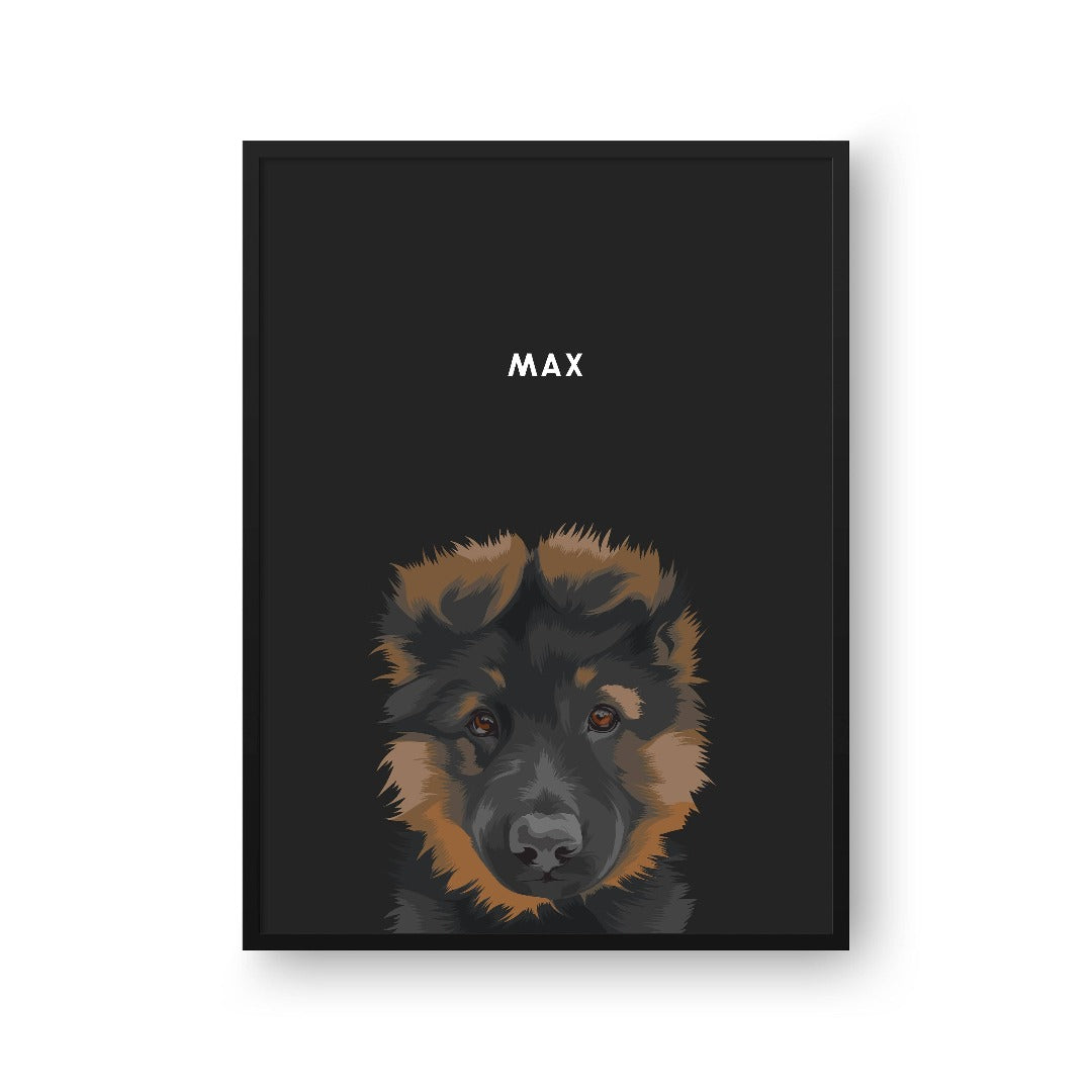 Modern Pet Portrait - One Pet — Framed Poster Vertical Black Pet3 Vertical16x24 Charcoal BG