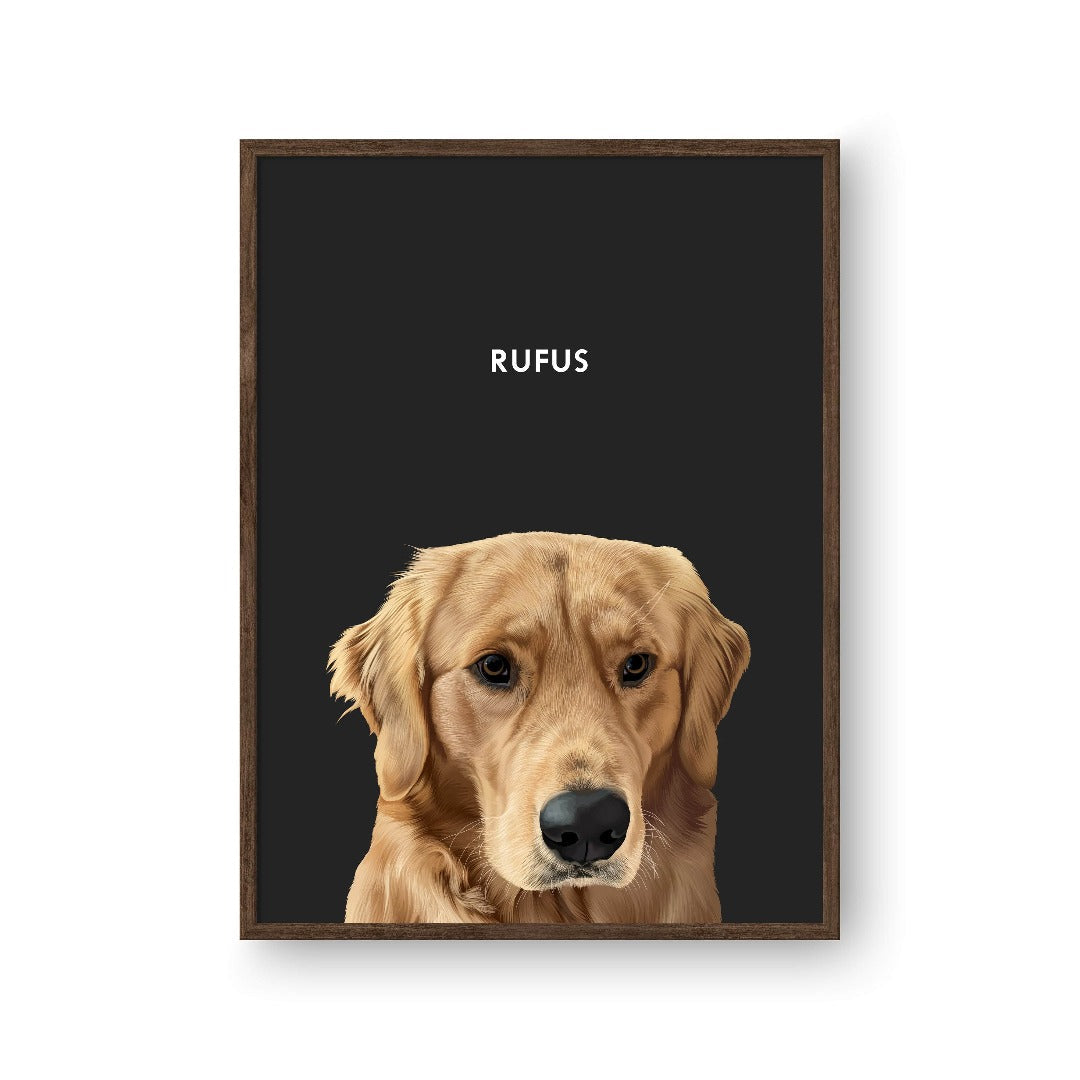 Modern Pet Portrait - One Pet — Framed Poster Vertical Walnut Pet1 Vertical16x24 Charcoal BG