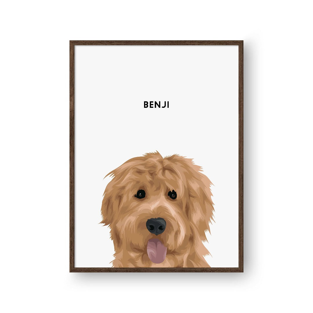 Modern Pet Portrait - One Pet — Framed Poster Vertical Walnut Pet2 Vertical16x24 Soft White BG