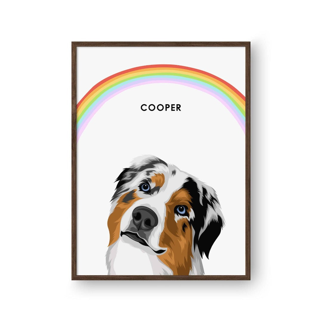 Modern Pet Portrait - One Pet — Framed Poster Vertical Walnut Pet5 Vertical16x24 Rainbow Soft White BG