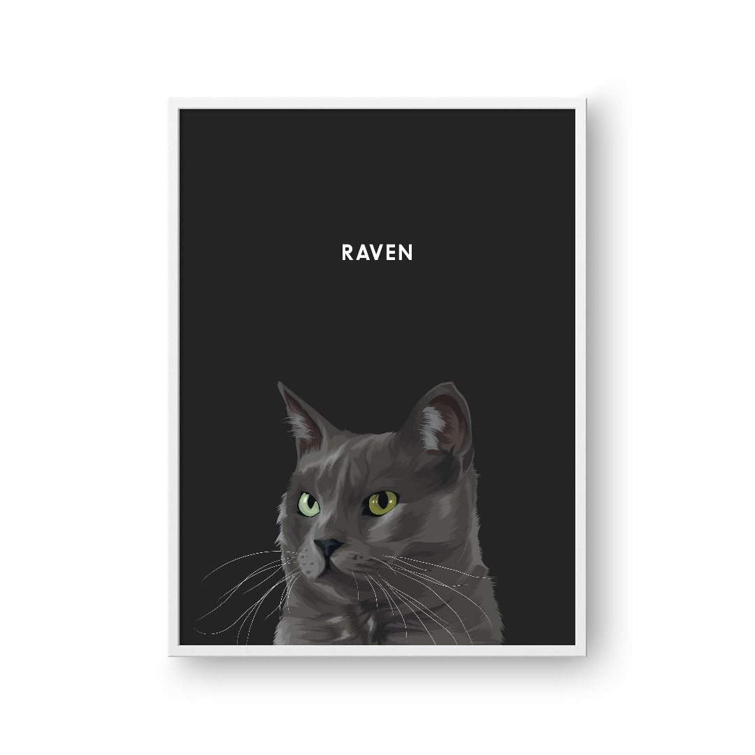 Modern Pet Portrait - One Pet — Framed Poster Vertical White Pet4 Vertical16x24 Charcoal BG