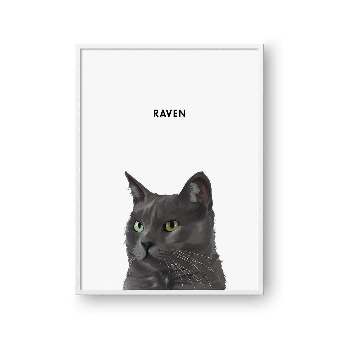 Modern Pet Portrait - One Pet — Framed Poster Vertical White Pet4 Vertical16x24 Soft White BG