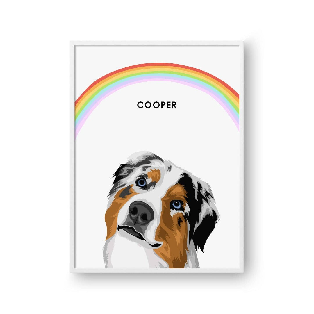 Modern Pet Portrait - One Pet — Framed Poster Vertical White Pet5 Vertical16x24 Rainbow Soft White BG
