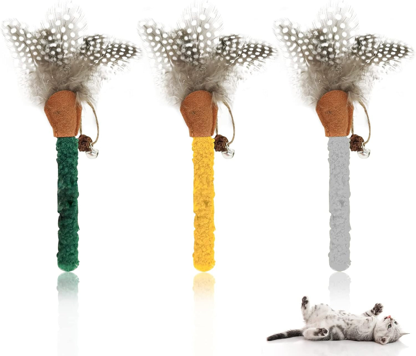 Three silvervine cat chew stick color options