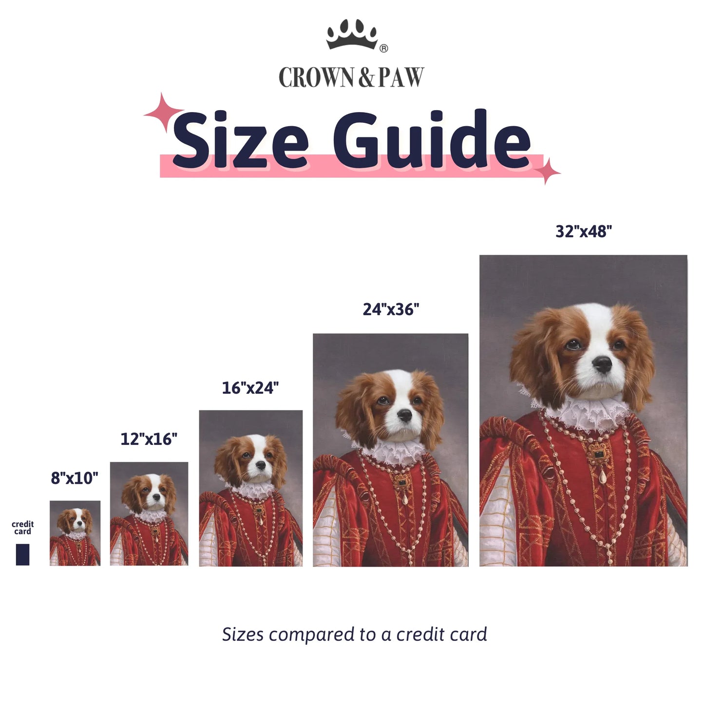 Size guide for The Queen of Roses - Custom Pet Canvas